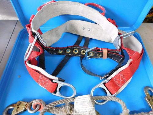 CLIMB RIGHT ARBORIST SADDLE, USED, PART #83027, WITH SAFETY ROPE, MED. SIZE