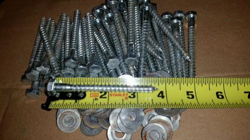 100 pcs. Hex Head 1/4 x 3 1/2&#034; Lag Bolts Galvanized Wood Screws With Washer