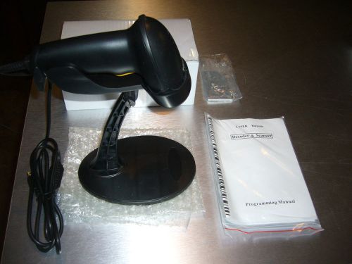Black acan automatic usb 9800 laser barcode scanner barcode reader +holder stand for sale