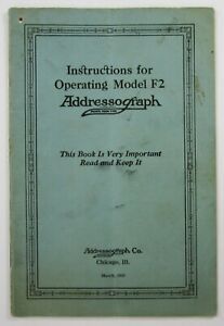 Addressograph Operating Maintenance Manual Model F2 Metal Plate Embosser 1925