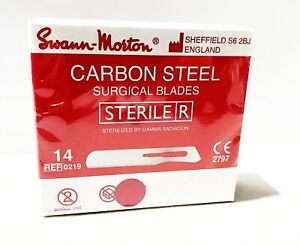 Swann Morton No. 14 Red Carbon Steel Dermaplaning Blades - Box of 100
