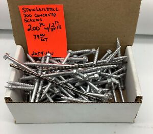 Stainless Steel 300. Bi Metal concrete screws 1/4 X 3 1/4 Hex (200pc)2054-NW