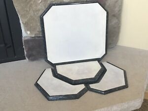 4pc Jewelry Display Set Gray Suede Black Marble Retail Merchandise Stand