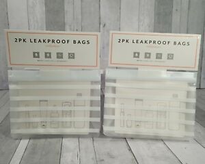 Lot of 2, 2 Packs Leakproof Bags Multipurpose White/Clear 6&#034; X 8&#034;