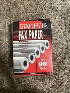 Staples 6 Fax Paper Rolls 8 1/2&#034; x 98&#039;, 1/2&#034; Core NEW - GREAT CONDITION!