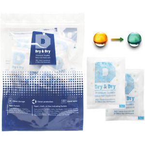 Dry  Dry 5 Gram [20 Packs] Food Safe Silica Gel Orange Indicating(Orange to Dar