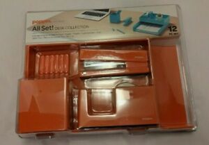 Poppin Orange 12 Pc All Set Fresh Start Desk Organizer Collection Trays Stapler