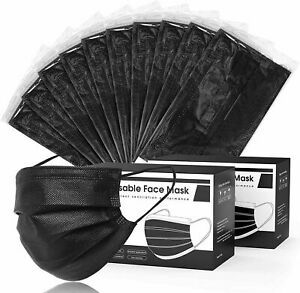 50 / 100 PCS Black Face Mask Mouth &amp; Nose Protector Respirator Masks USA Seller