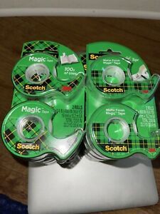 (2 PACK) 14packs 2 Scotch Magic Tape w/ Refillable 3M Wrapping Tape