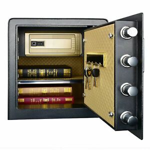 Double Protection Key Lock Electronic Keypad Box Security w/ Interior LED Light