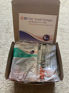 100 BD Veo Insulin Syringes 1ml 6mm 31g Exp 12/24 Fast Free Shipping