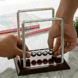 Newtons Cradle Steel Balance Balls Desk Physics Science Pendulum P3N9 Desk B6B0