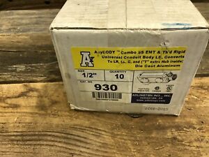 Arlington 930 1/2” Conduit Body LB 5-in-1 SS EMT Combo To LR, LL, C, And TEE.