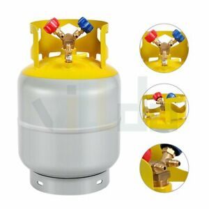 50lb Refrigerant Tank With Y-Shaped Valve For Liquid And Steam Gray-Yellow