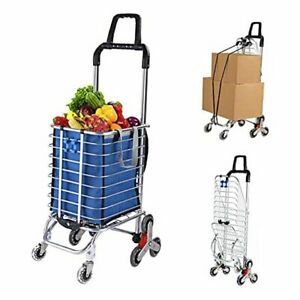 Grocery Cart with Wheels Folding Shopping Cart with Large Heavy 12x12x15.5&#034;