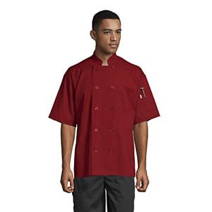 Uncommon Threads Unisex South Beach Chef Coat Short Sleeves, Red, Medium