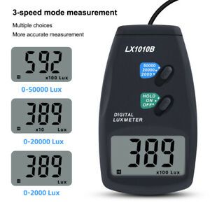 Digital 50000 Lux Meter LX1010B Digital Light Level Photo Light Sensor w/ Case