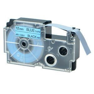 1PK 12mm Blue Label Fits Casio KL-C500 KL-100 KL-120 XR-12BU XR12BU Tape 1/2&#034;