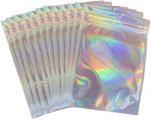 100Pack Foil Pouch Bags Flat Ziplock Bag Mylar Bags 4x6 inch Holographic