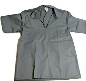 New inmate work chef scrubs construction gray twill shirt 7 1/4 oz. poly/cotton