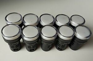 10pcs 220 AC 22mm White LED Power Indicator Signal Light AD16-22D/S