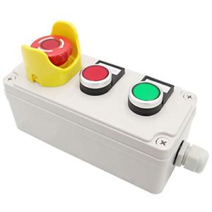 mxuteuk Red Green with 110V LED Light Waterproof IP65 Momentary Push Switch, 2NC