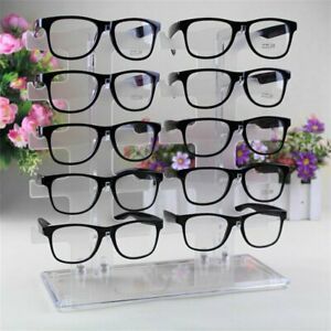 2 Row 10 Pairs Sunglasses Glasses Rack Holder Frame Display Stand Transparent