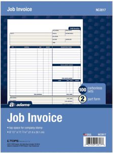 Invoice Forms 2-Part Carbonless Customizable Service Repair Billing 100 Sheets