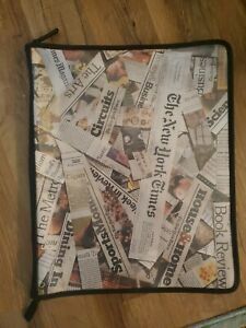 Art Portfolio Folder with Zipper, Vinyl Notebook Binder NEW YORK TIMES PRINT