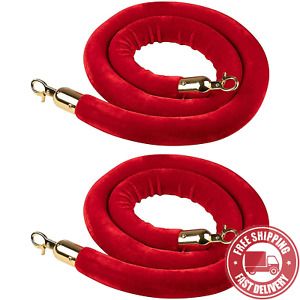 Red  Velvet  Stanchion  Rope  -  2 - Pack  Crowd  Control  Rope  Barrier  with