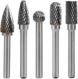 Yakamoz 5Pcs 6mm Shank 6X10MM Head Tungsten Carbide Double Cut Rotary Burr Set f