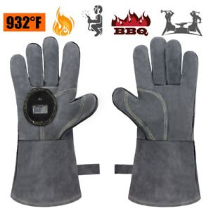 Split Leather BBQ Heat Resistant Anti-abrasion Insulation  Gloves with Corkscrew