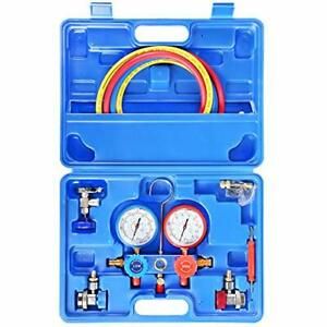 3 Way AC Manifold Gauge Set, HVAC Diagnostic Freon Charging Tool for Auto