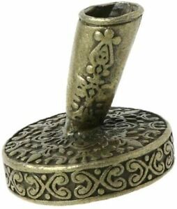 Acxico 1Pcs Vintage Round Metal Insertion Pen Holder Feather Ancient Bronze