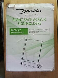 Acrylic Sign Holder 8.5 X 11 Inches Slant Back Clear Display Plastic Stands 10x