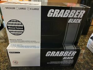 Grabber Black XLarge Sized Heavy Duty Diamond Textured Nitrile Gloves, 100 Count
