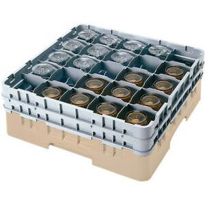 CAMBRO 25 COMP. GLASS RACK, FULL SIZE, 4.5&#034; H MAX. BEIGE 25S418-184