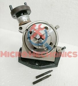 Rotary Table 100 mm Tilting 4&#034; in With 50 mm Mini Lathe Scroll Chuck 14x1 Thread