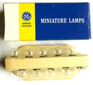 Box of 10 General Electric GE 55 Auto Instrument Miniature Lamps Light Bulbs