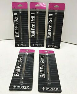 Parker Ball Pen Refills 30315, Black Fine Point LOT of 5 - NEW - USA