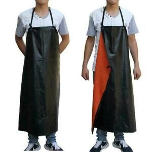 Waterproof PU Leather Apron Industrial Workshop Protective L0Z0 Black Apron F5M1