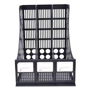 3 Sections Paper Book Storage Organizer Folder Magazine File Cases Office Fos6