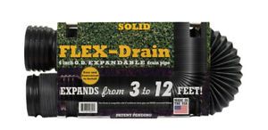 Flex-Drain 51710 Flexible/Expandable Landscaping Drain Pipe, Solid, 4-Inch by...