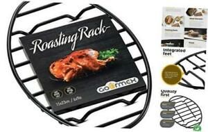 Black, Oval Oven Roasting Rack with Integrated Feet | Ideal for Cooking, 6x9&#034;
