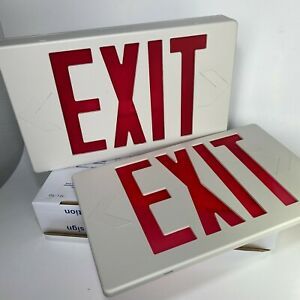 ULINE Hard Wired EXIT Sign Plastic White &amp; Red Letters Doubled Face Led Light
