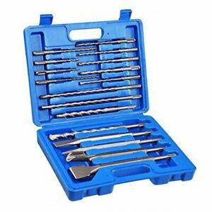 17pcs SDS Rotary Hammer Drill Bits Chisel Bits Hole Tool Set Drilling Bricks,