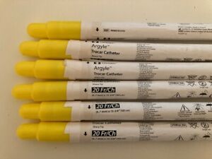 LOT OF 6 - 8888561043 Argyle Trocar Catheter Sharp Tip 20 Fr/Ch (6.7mm) (X)