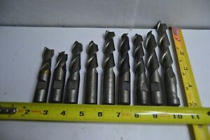 9 PCS. MACHINIST MILLING DRILL BITS 3/4&#034; SHANK HSS - WELDON, USA
