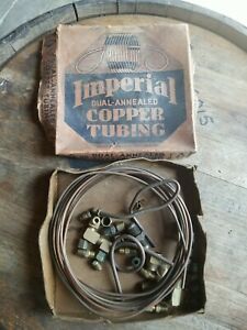 Vintage hit &amp; miss 1/8 inch Copper Tubing Various brass fittings Truck engine