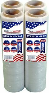 Pack of America Stretch Film Clear, 18Inchx1100 Feet x 80Gauge 20 Micron .4 Roll